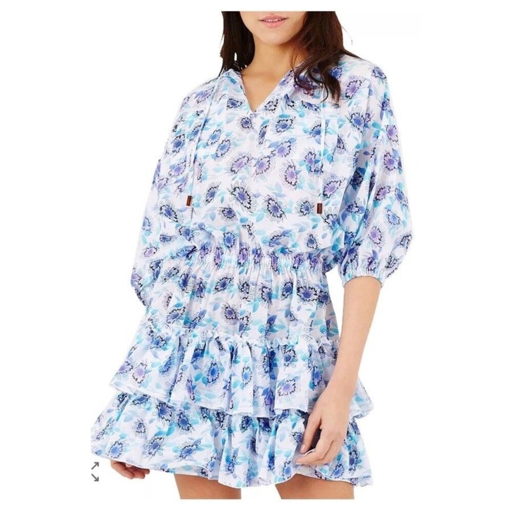 Vilebrequin Lauriane Floral Print Mini Dress Swim Cover-Up Cotton NWT Size M
